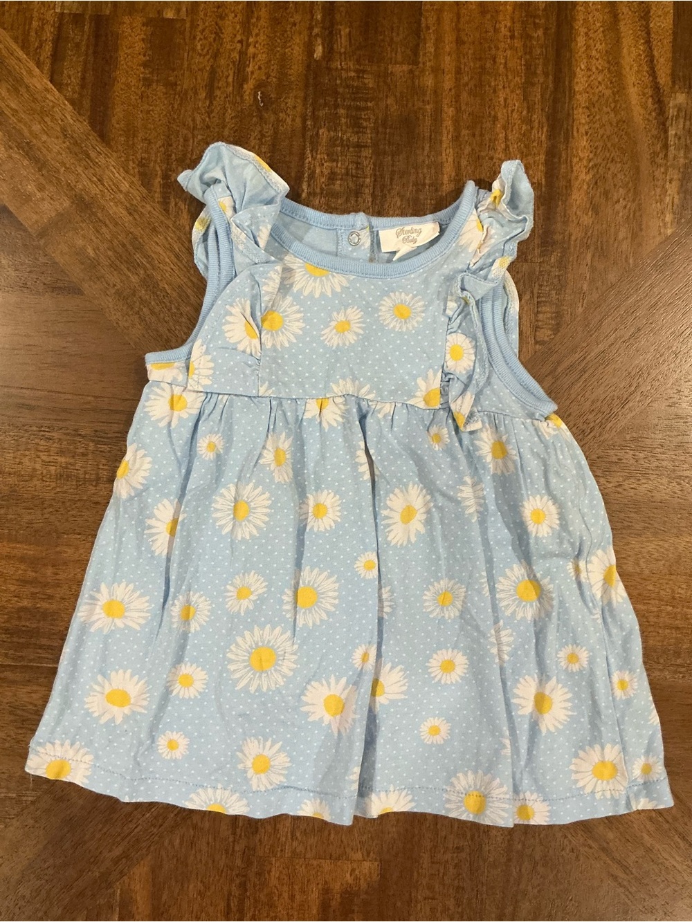 Sterling Baby 18 Months Blue Daisy Ruffle-Shoulder Dress